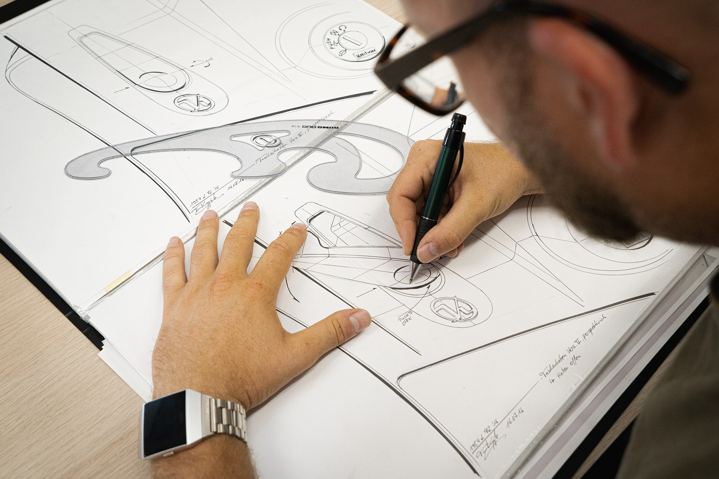 Industrial designer sketching